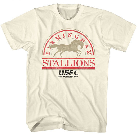 USFL - Stallions - American Classics - Solid Off-White Adult Short Sleeve T-Shirt