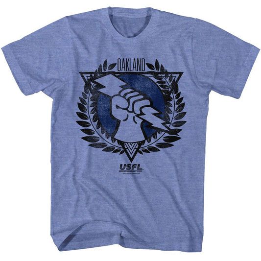 USFL - Oakland - American Classics - Heather Blue Adult Short Sleeve T-Shirt Style001