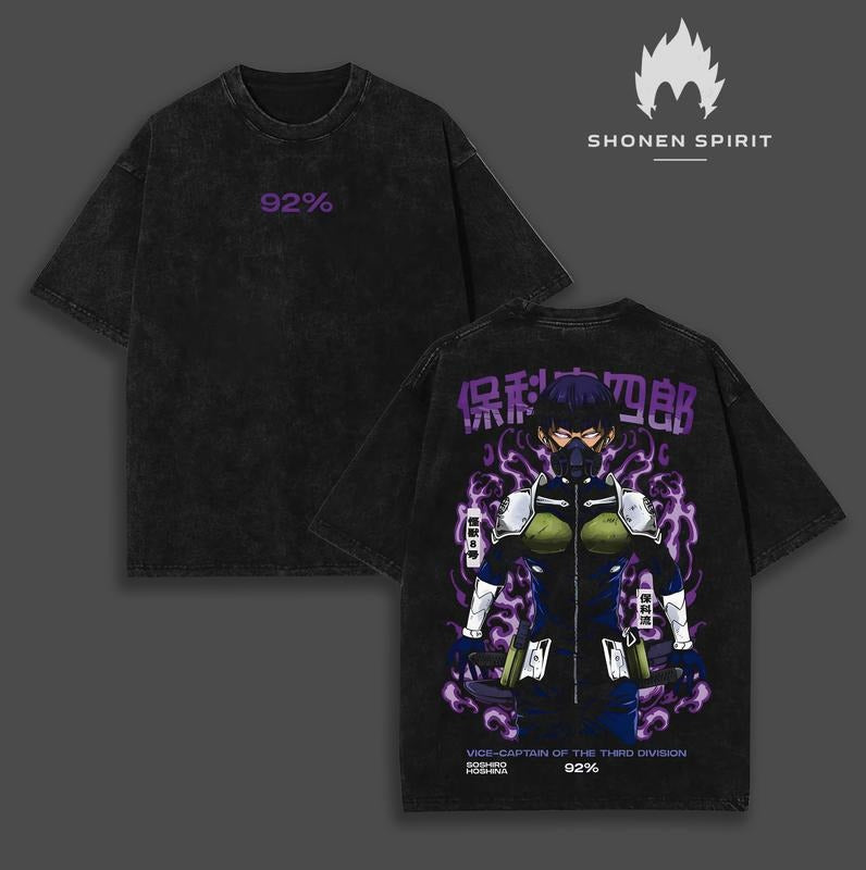 "Vice-Captain FOG TNF Third Division" Soshiro Hoshina - Kaiju TNF. WB shield Anime Double Printed Vintage Washed Unisex Oversize Anime Manga Washed Heavyweight Cotton T-shirt, gifts For Anime Fan, Anime Lover