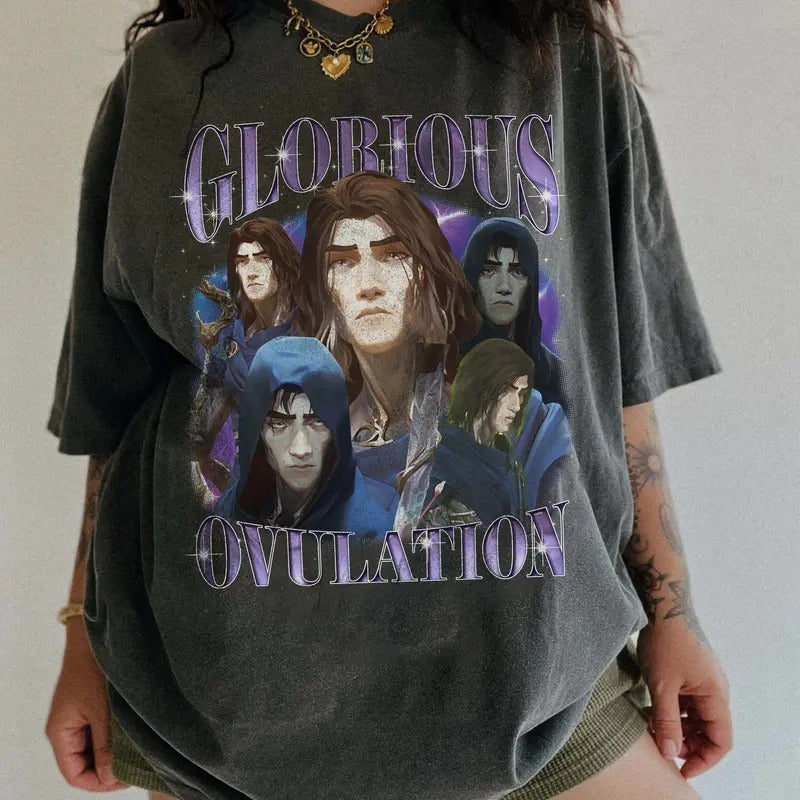 Viktok Arcane Glorius Ovulation Comfort Colors Unisex Tshirt For Men- For Women, Y2K 90s Retro Celebrity Crush Movies Bootleg Tee, Style Cotton Top