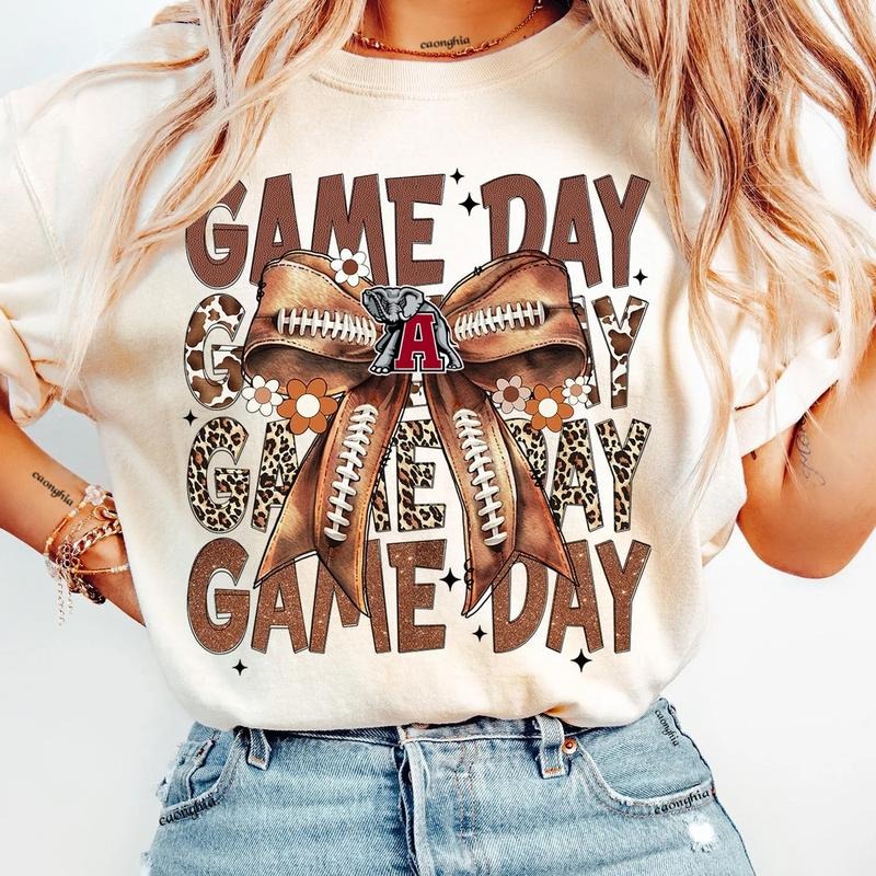 Vintage Alabama Football Coquette Bow Game Day Shirt, Gameday Women's Sweatshirt Cotton Womenswear Fit Top