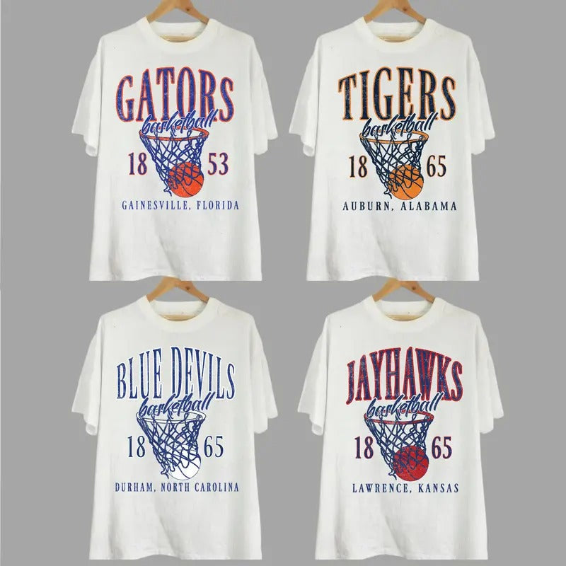 Vintage College Final Four Basketball T-shirt, Vintage T-shirt All Teams Basketball, Florida Gators, Duke Blue Devils, Auburn Tigers, Houston Cougars