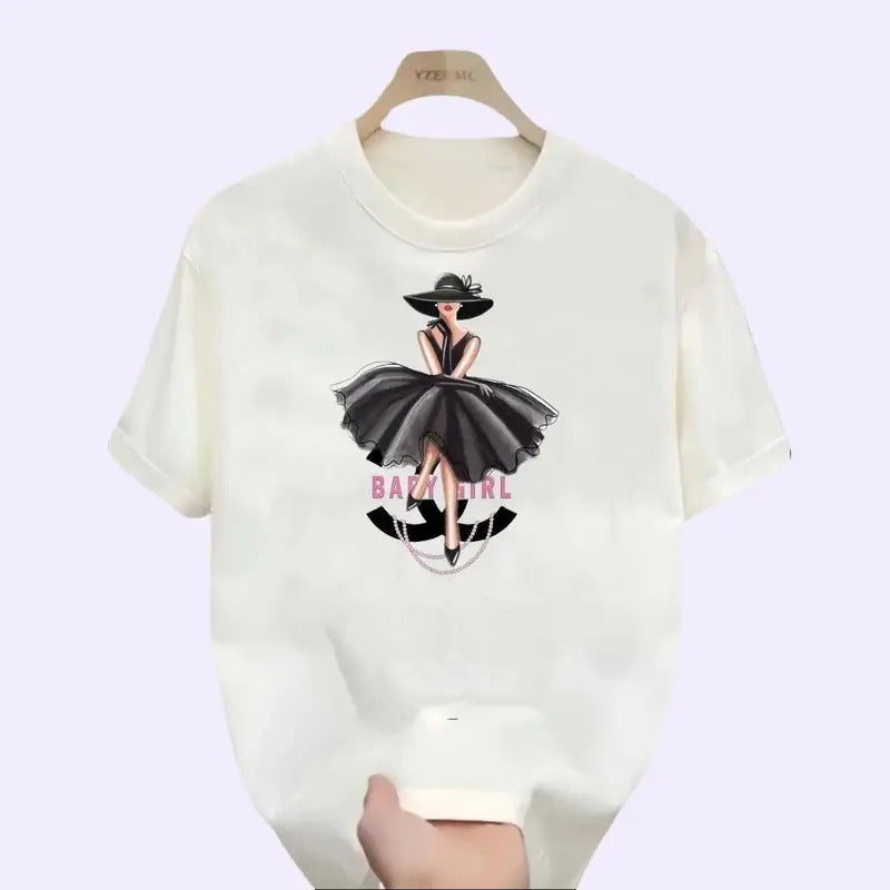 WOMEN'S summer CC fashion girl premium cotton T-shirt street sports jersey short sleeve Slim retro luxury designer Y2K cloth sexy top for ladies gift for women