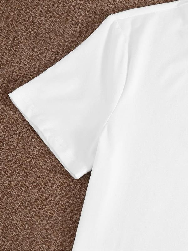 Women's Butterfly & Cartoon Girl Print Round Neck Tee, Fashion Casual Crew Neck Short Sleeve T-shirt for Daily Holiday Vacation Outdoor Wear, Ladies Clothes for All Seasons