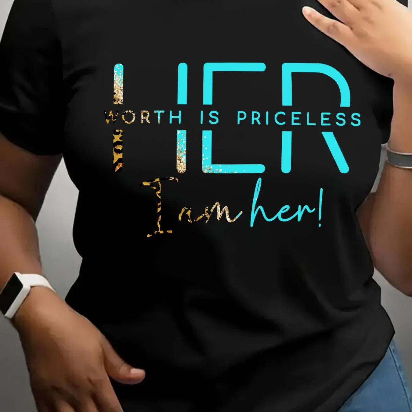 Women's Letter Print Round Neck Tee, Casual Short Sleeve Crew Neck T-Shirt for Summer, Fashion Women's Top for Daily Wearstyle{n002}12