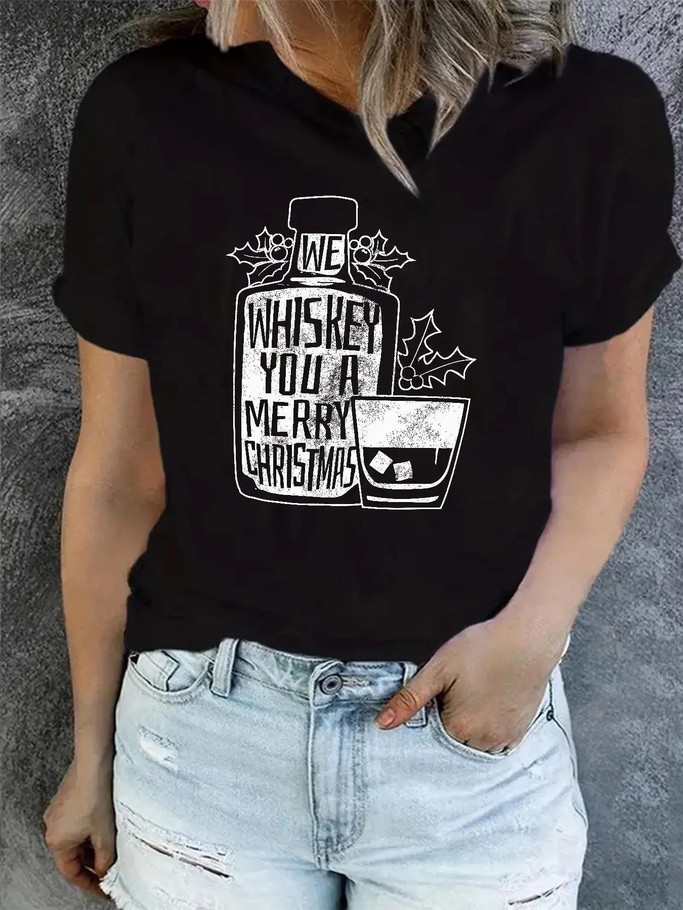 Women's Letter Print Round Neck Tee, Trendy Casual Short Sleeve Crew Neck T-shirt for Daily Wear, Ladies Summer Outfit