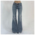 Women's Low Rise Flare Leg Stretchy Denim Pants Y2k Going Out Bell Bottom Jeans