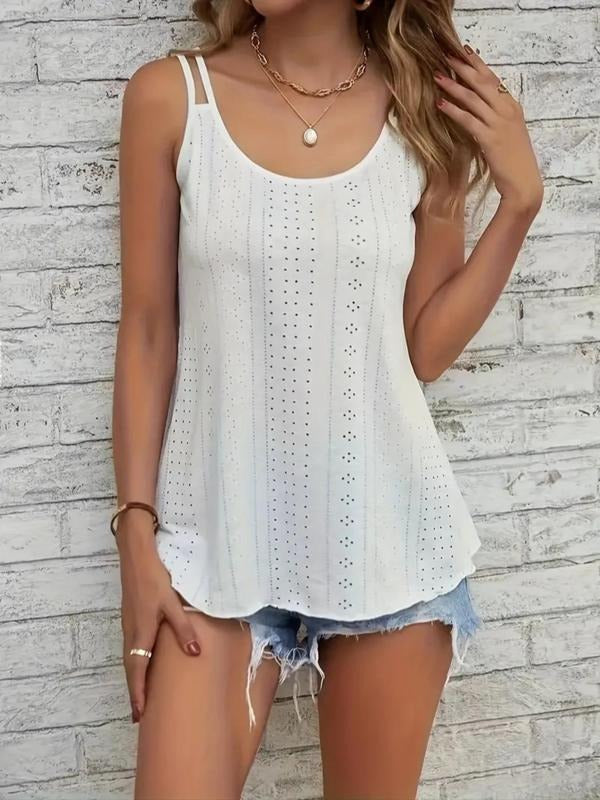 Women's Plain Scoop Neck Tank Top, Casual Sleeveless Round Neck Top for Summer, Fashion Women's Clothing for Daily Wear