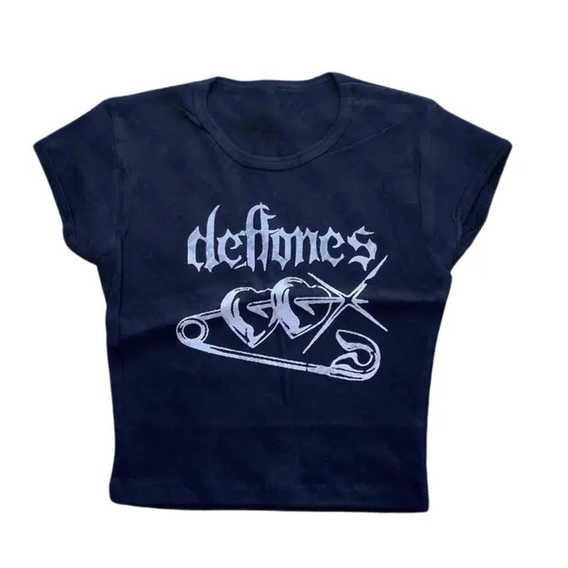 Y2K Deftones Baby Tee, Gothic Emo Girl Tops, Grunge 2000s, Emo Scene 2000s Clothes, Y2k Top Women Streetwear Shirt, Summer Vintage Women Casual Baby Tee, Gift For Girlfriend