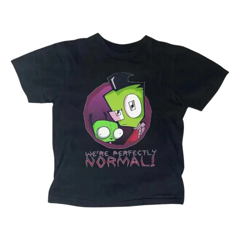 Y2k Zim Baby Tee, Gothic Emo Girl Top, Y2k Top Women Streetwear, Scene Clothing 2000s, Grunge 2000s, Casual Cotton Short Sleeve