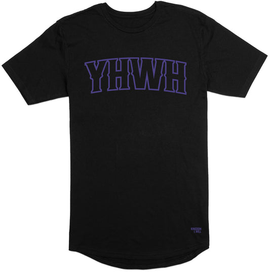 YHWH Long Body T-Shirt (Black & Wildberry)