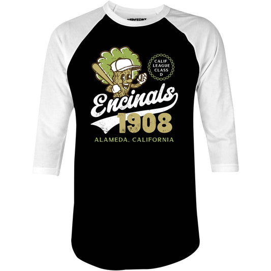 Alameda Encinals - California - Vintage Defunct Baseball Teams - 3/4 Sleeve Raglan T-Shirt