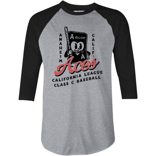 Anaheim Aces - California - Vintage Defunct Baseball Teams - 3/4 Sleeve Raglan T-Shirt
