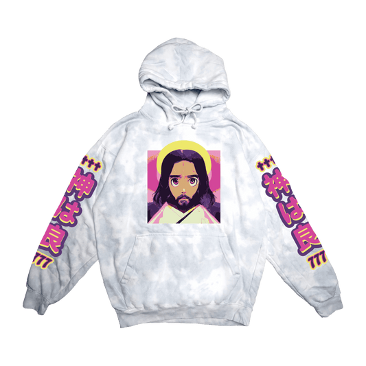 Anime Jesus Hoodie Grey/White