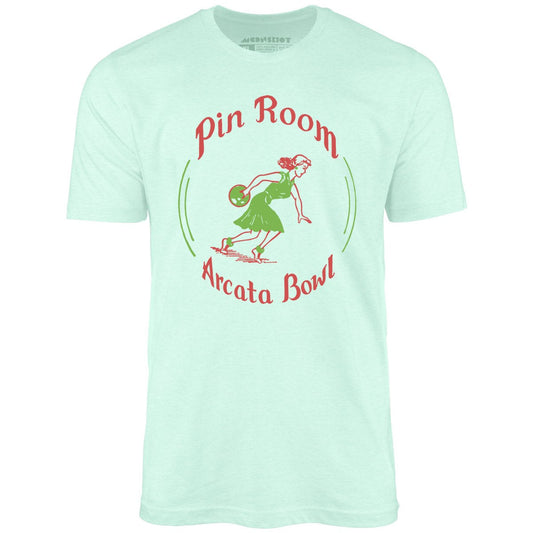 Arcata Bowl Pin Room - Arcata, CA - Vintage Bowling Alley - Unisex T-Shirt