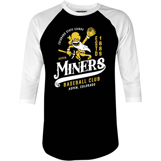 Aspen Miners - Colorado - Vintage Defunct Baseball Teams - 3/4 Sleeve Raglan T-Shirt