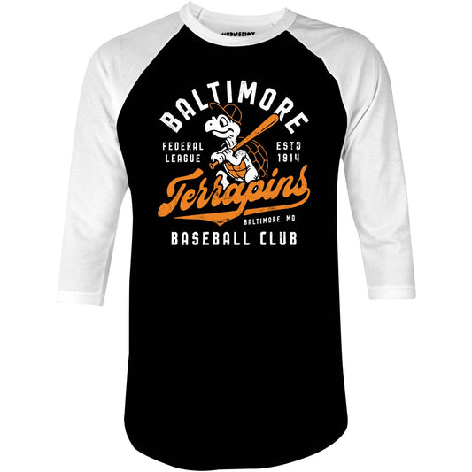 Baltimore Terrapins - Maryland - Vintage Defunct Baseball Teams - 3/4 Sleeve Raglan T-Shirt
