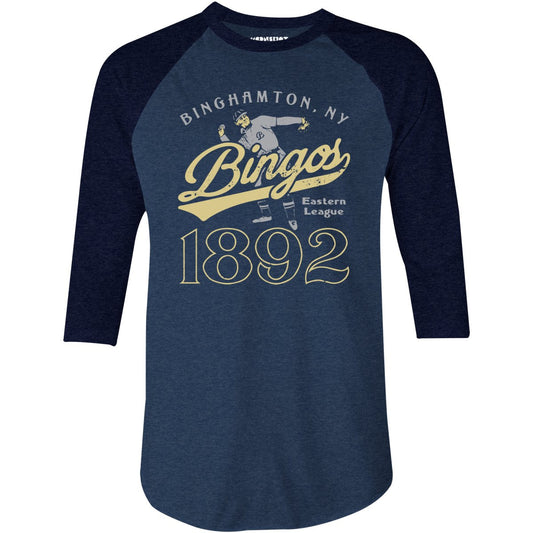 Binghamton Bingos - New York - Vintage Defunct Baseball Teams - 3/4 Sleeve Raglan T-Shirt