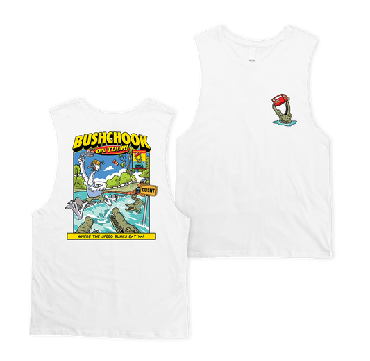 Chooks on Tour: Cahills Crossing Muscle Tee White