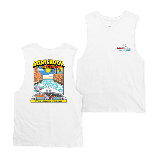 Chooks On Tour: Horizontal Falls Muscle Tee White