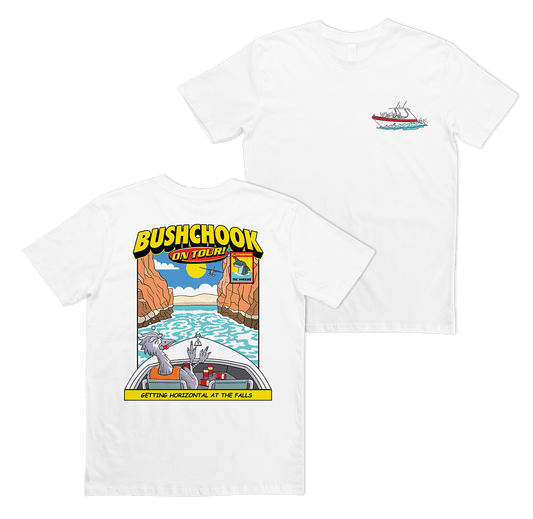 Chooks On Tour: Horizontal Falls Tee White
