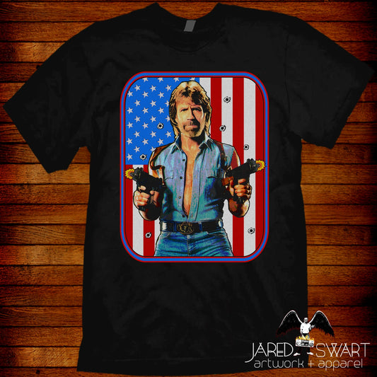 Invasion USA T-shirt pop art inspired by the 1985 Chuck Norris movie