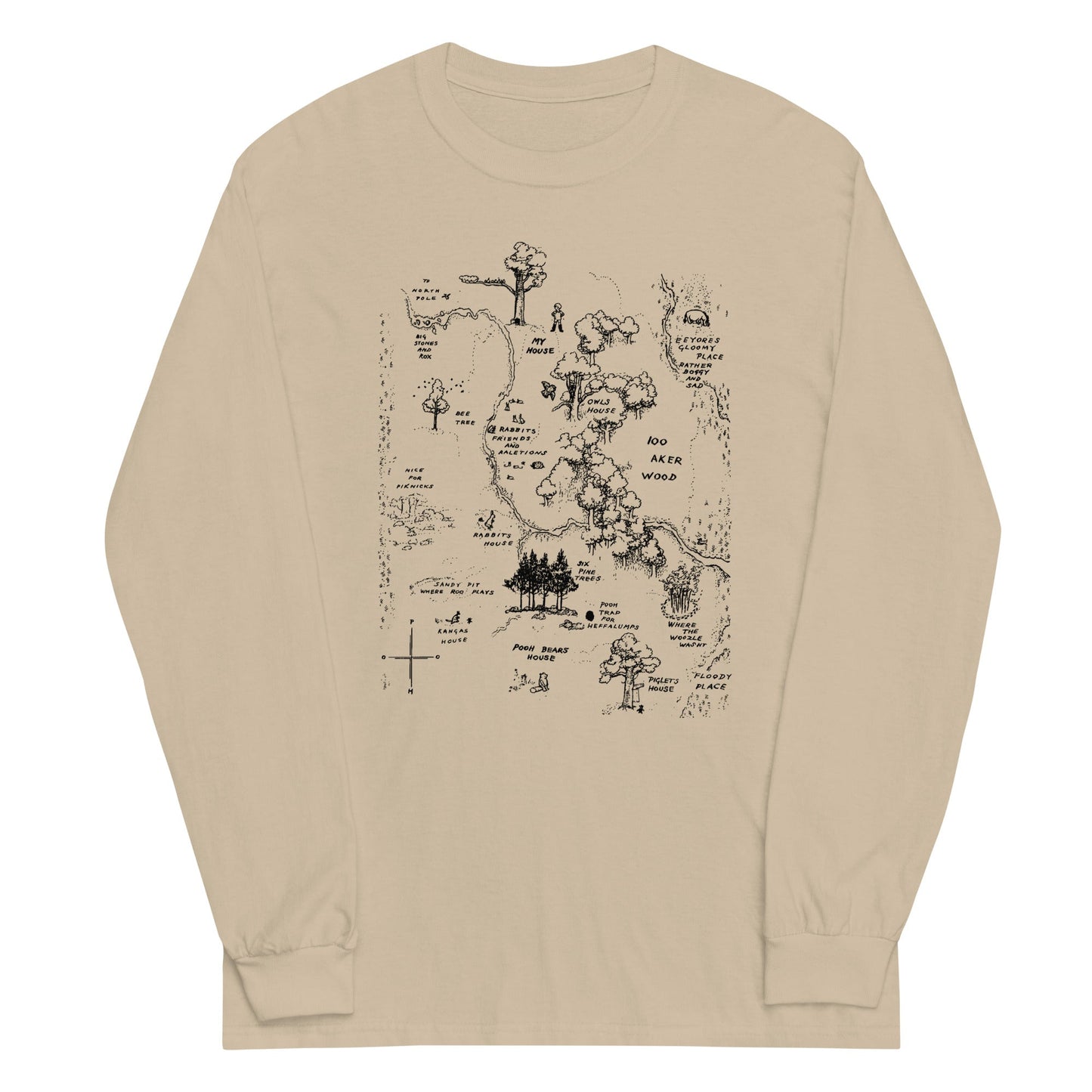 100 Acre Map Unisex Long Sleeve Tee