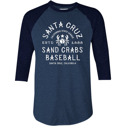 Santa Cruz Sand Crabs - California - Vintage Defunct Baseball Teams - 3/4 Sleeve Raglan T-Shirt
