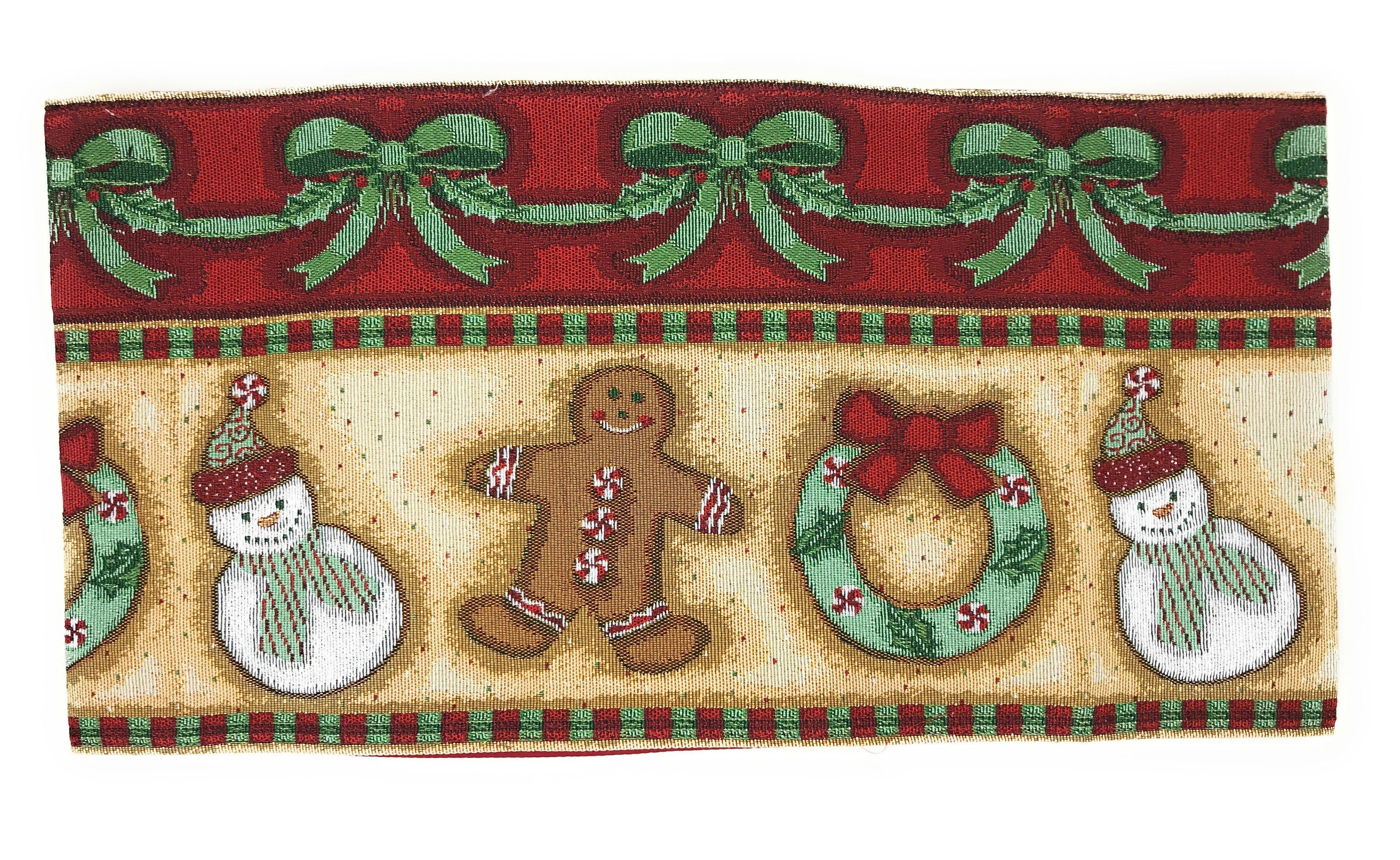 DaDa Bedding Gingerbread Snowman Holiday Woven Tapestry Dining Table Runner (12917)