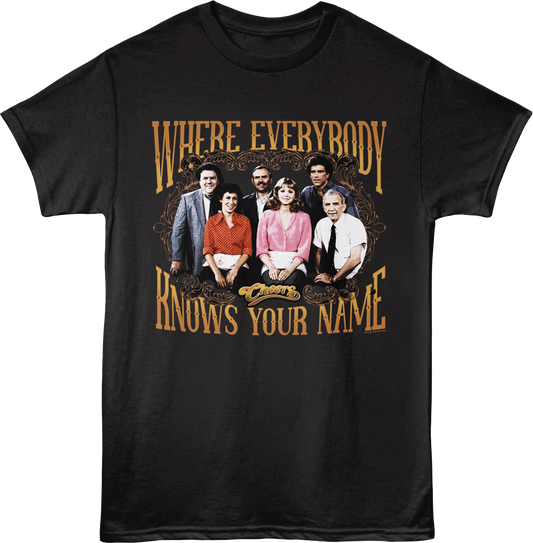 Where Everybody Knows Your Name Original Cast Photo Cheers T-Shirt
