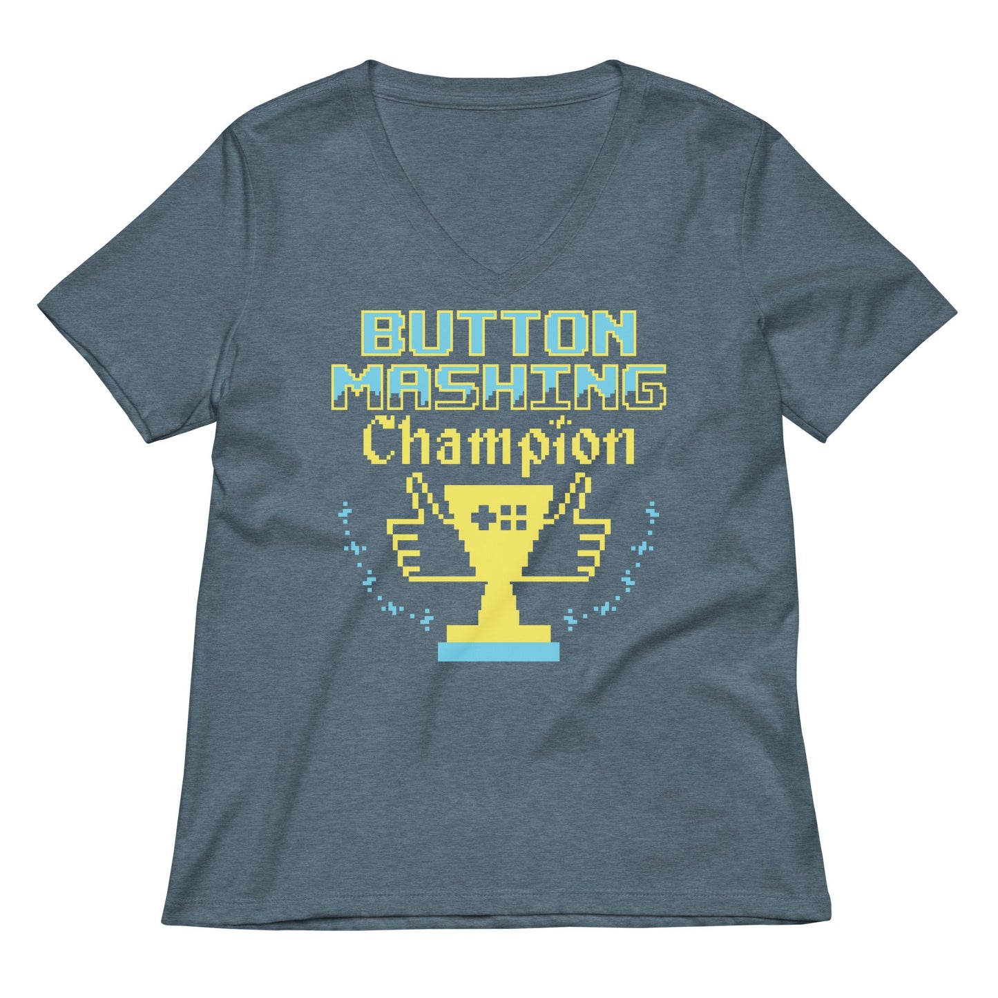 Button Mashing Champion Women's V-Neck Tee