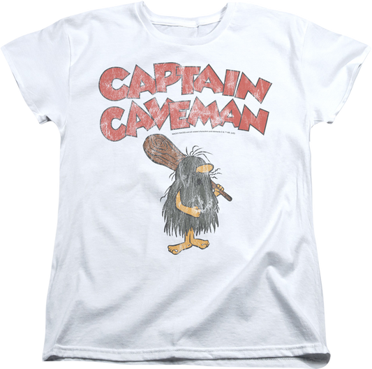 Womens Vintage White Captain Caveman Shirt