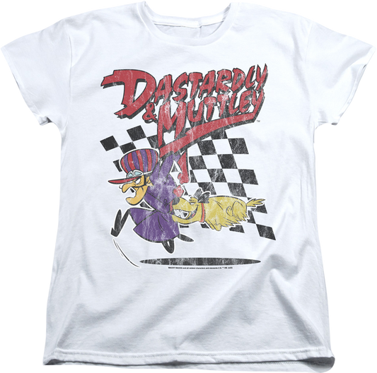 Womens Vintage White Dastardly & Muttley Wacky Races Shirt