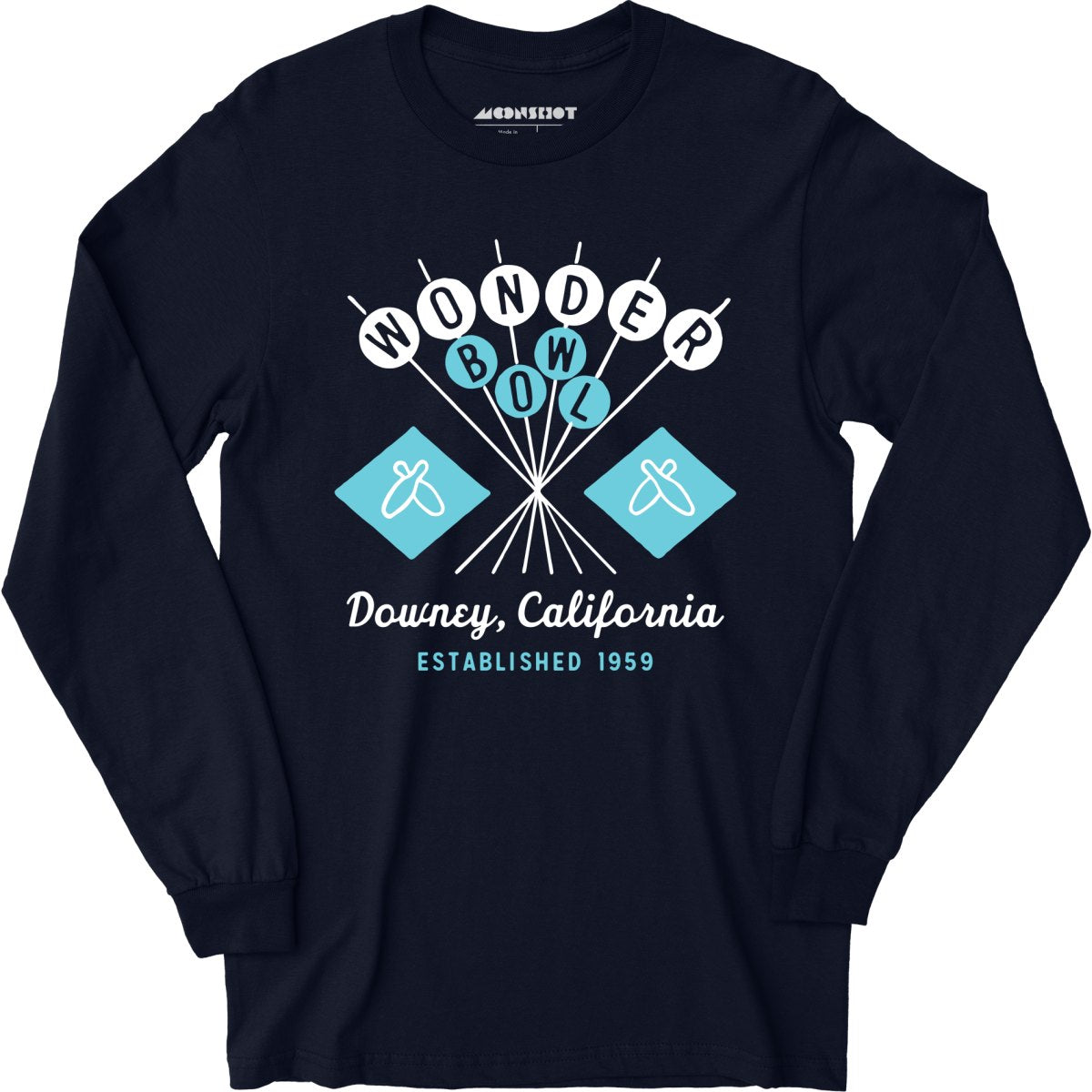Wonder Bowl - Downey, CA - Vintage Bowling Alley - Long Sleeve T-Shirt